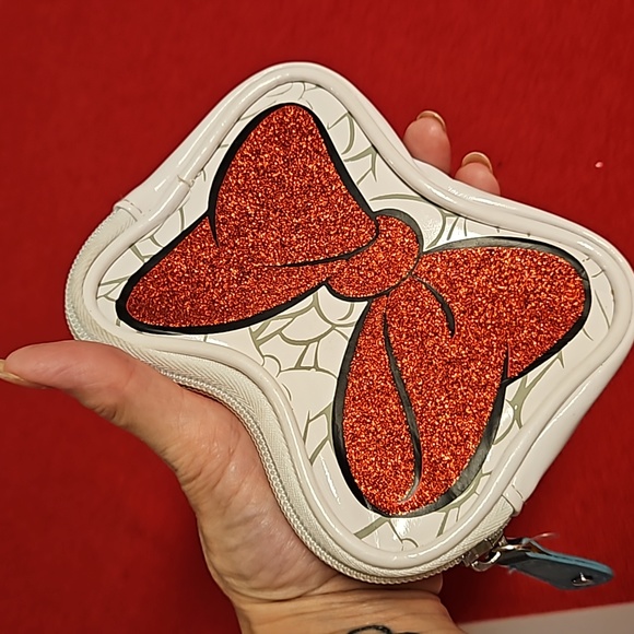Minnie Mouse red glitter change purse cell keys cash NWT - Picture 5 of 6